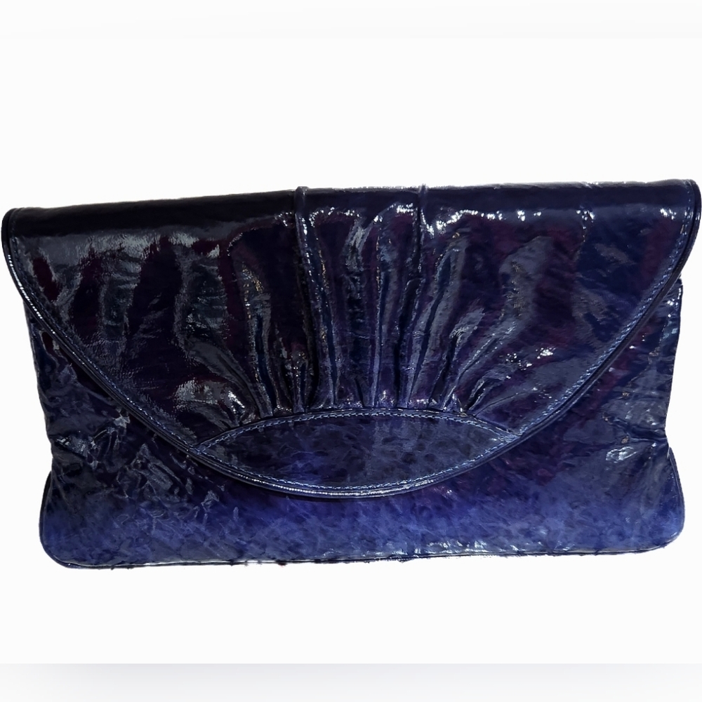 Lauren Merkin Blue Patent Leather Clutch Bag EXCELLENT CONDITION